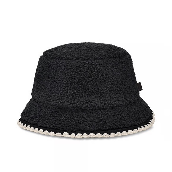 Brand new UGG Black Bucket Hat with White scalloped Edges - Picture 2 of 5